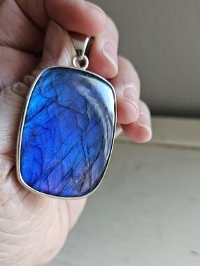 Charles Albert Labradorite Pendant Sterling Silver Large Blue Flash Statement